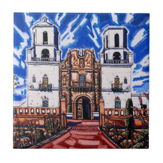 "On the Wings of the Sky, San Xavier" Tile