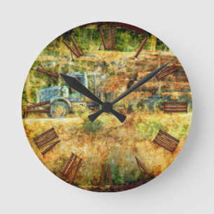 On Time Delivery Logging Truck Wall Clock