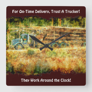 On Time Delivery Logging Truck Wall Clock