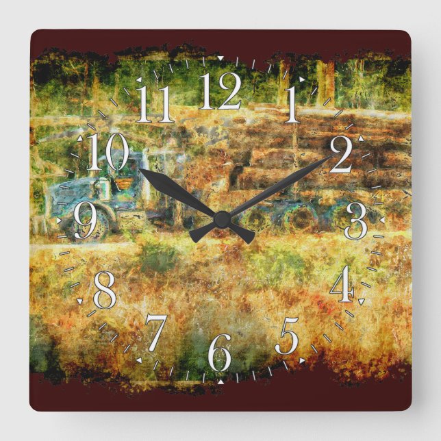 On Time Delivery Logging Truck Wall Clock (Front)