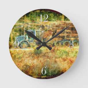 On Time Delivery Logging Truck Wall Clock