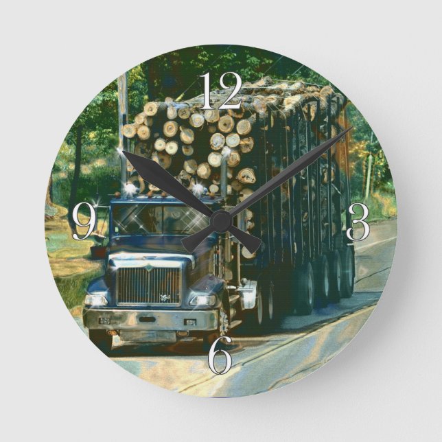 On Time Delivery Logging Truck Wall Clock (Front)