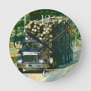 On Time Delivery Logging Truck Wall Clock