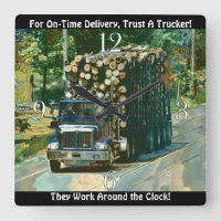 On Time Delivery Logging Truck Wall Clock