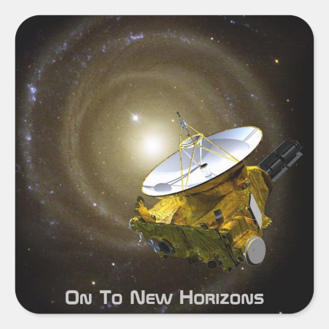 On To New Horizons Interstellar Spacecraft Square Sticker (Front)