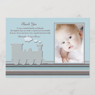 On Track Blue Photo Thank You Card