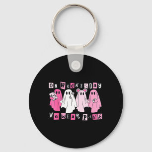 On Wednesday We Wear Cute Pink Ghost Halloween Key Ring
