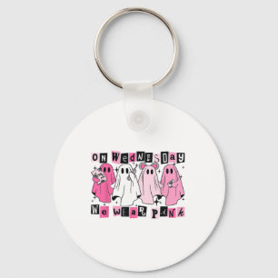 On Wednesday We Wear Cute Pink Ghost Halloween Key Ring