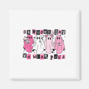 On Wednesday We Wear Cute Pink Ghost Halloween Magnet