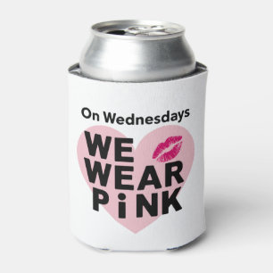 On Wednesday We Wear Pink Funny Valentine Can Cooler
