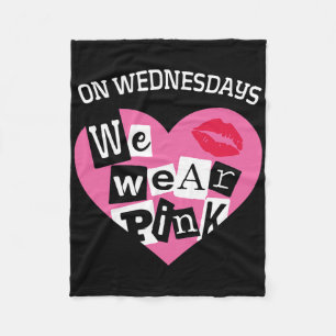 On Wednesday We Wear Pink Funny Valentine Fleece Blanket