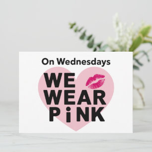 On Wednesday We Wear Pink Funny Valentine  Thank You Card