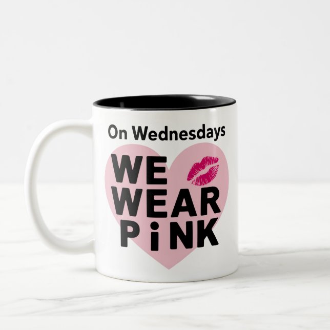 On Wednesday We Wear Pink Funny Valentine  Two-Tone Coffee Mug (Left)
