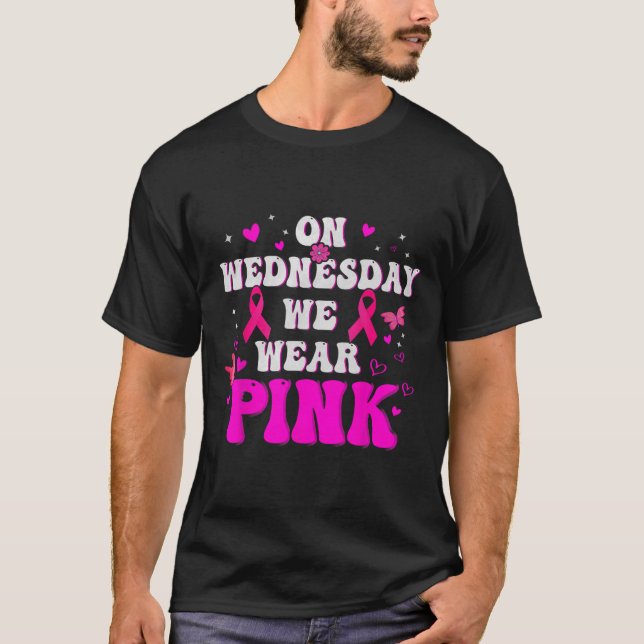 On Wednesday We Wear Pink Ribbon Breast Cancer Awa T-Shirt (Front)