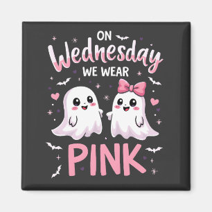On Wednesday We Wear Pink Spooky Halloween Skull Magnet