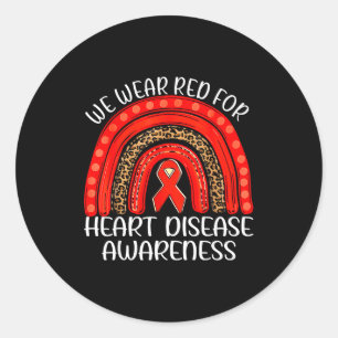 On Wednesday We Wear Red For Rainbow Heart Disease Classic Round Sticker