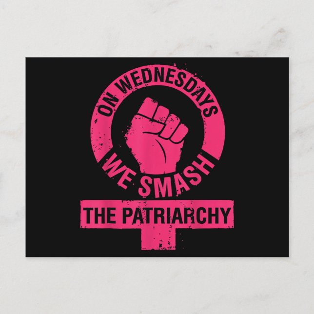 On Wednesdays we Smash the Patriarchy Women rights Postcard (Front)
