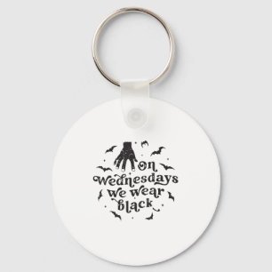 On Wednesdays We Wear Black Retro Halloween _1 Key Ring