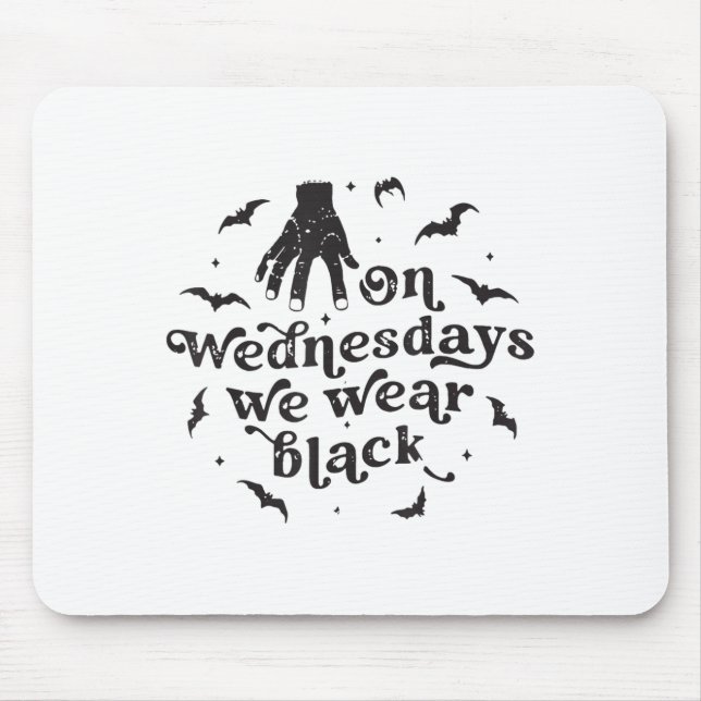 On Wednesdays We Wear Black Retro Halloween _1  Mouse Pad (Front)