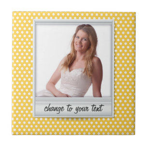 on white & sunny yellow polkadot ceramic tile