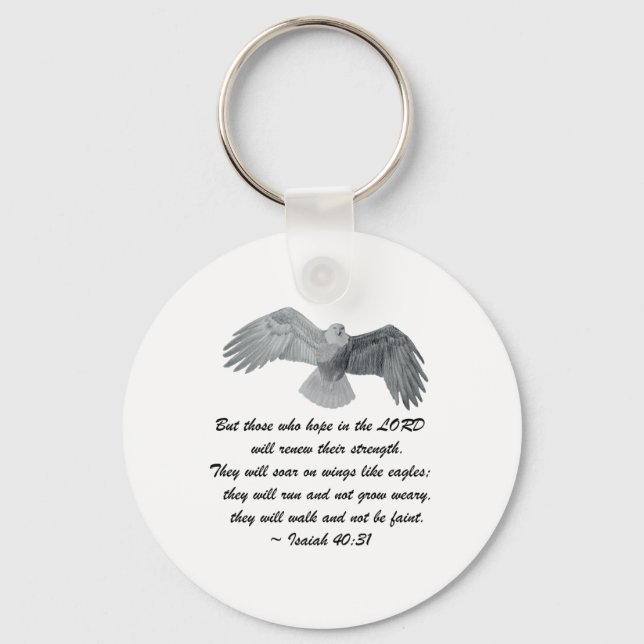 On wings like Eagles - Is 40:31 Key Ring (Front)