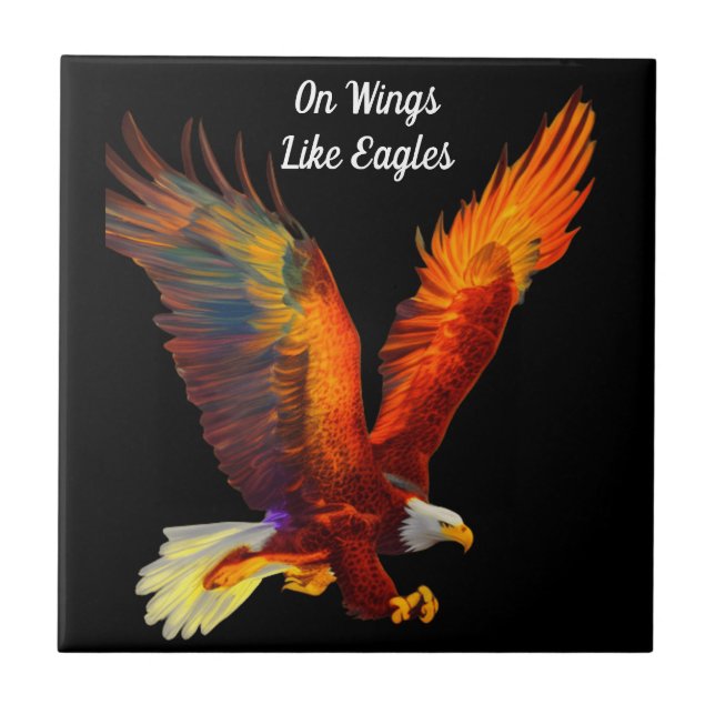 On Wings Like Eagles Isaiah Bible Verse  Ceramic Tile (Front)