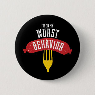 On Wurst Behaviour Oktoberfest Foodie 6 Cm Round Badge