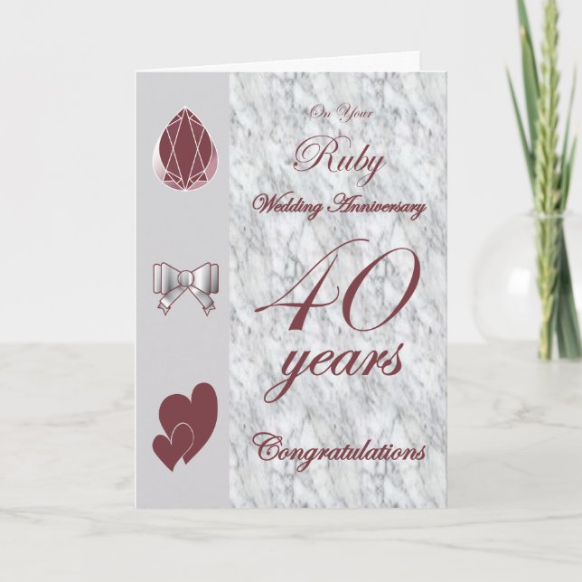On Your Ruby Wedding Anniversary Card (Front)