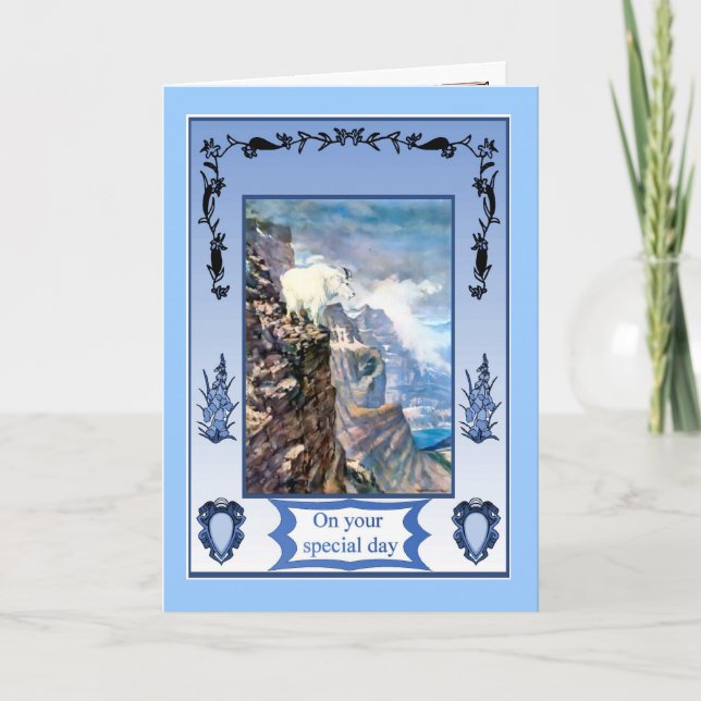 On your special day, Mountain goat Card (Front)