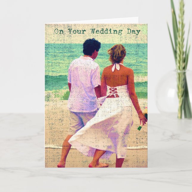 On Your Wedding Day, Beach Wedding Congratulations Card (Front)