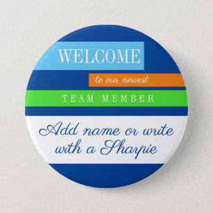 Onboarding new employee welcome name badge