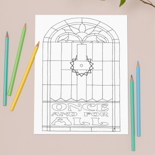 Once and For All Stained Glass Cross Colouring Car Invitation (Creator Uploaded)