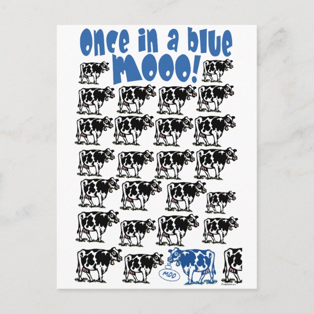 Once in a Blue Moo Moon Postcard (Front)
