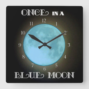 "Once in a Blue Moon" Square Wall Clock