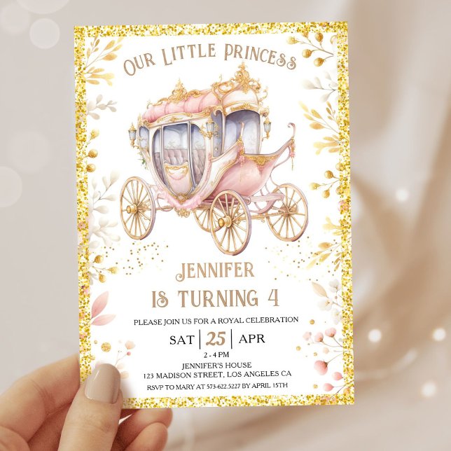 Once Upon a Time Carriage Princess 4th Birthday Invitation (Creator Uploaded)