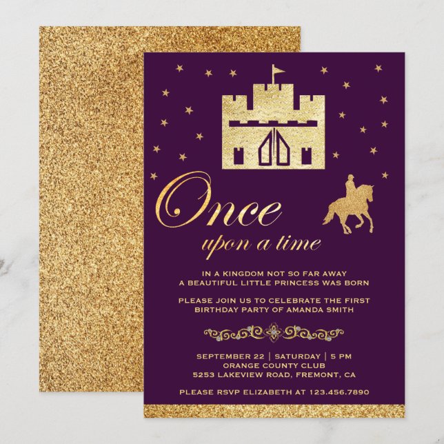 Once Upon a Time Castle Storybook Birthday Party Invitation (Front/Back)