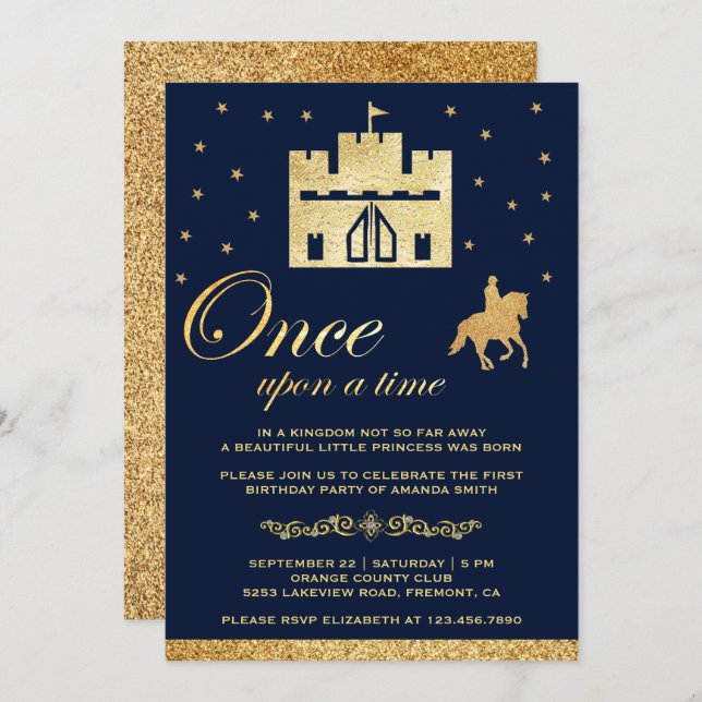 Once Upon a Time Castle Storybook Birthday Party Invitation (Front/Back)