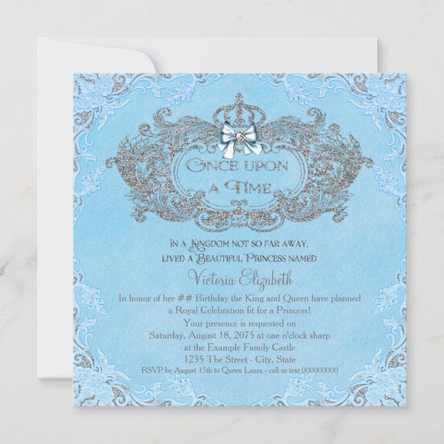 Once Upon a Time Cinderella Princess Birthday Invitation (Front)