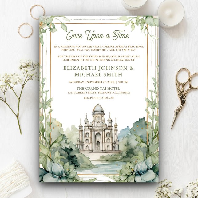 Once Upon a Time Fairytale Castle Photo Wedding Invitation (Creator Uploaded)