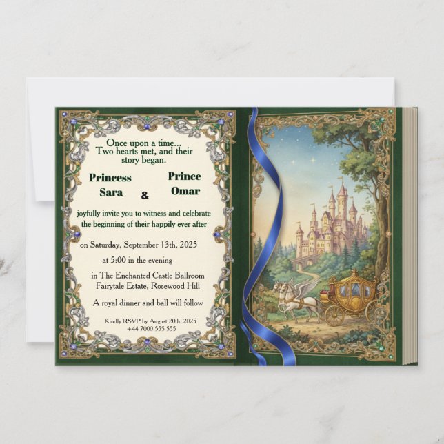 Once Upon a Time Fairytale Castle Royal wedding Invitation (Front)
