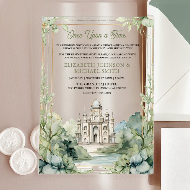 Once Upon a Time Fairytale Castle Wedding Acrylic Invitations (Creator Uploaded)