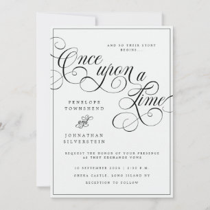 Once Upon a Time Flourish Black White Wedding Invitation