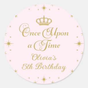 Once Upon a Time Gold Princess Birthday Classic Round Sticker
