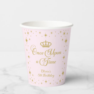 Once Upon a Time Gold Princess Birthday Paper Cups