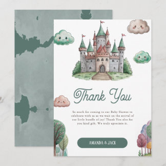 Once Upon a Time Green Castle Pastel Baby Shower Thank You Card