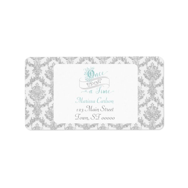 Once Upon a Time Grey Damask Fairytale Label (Front)