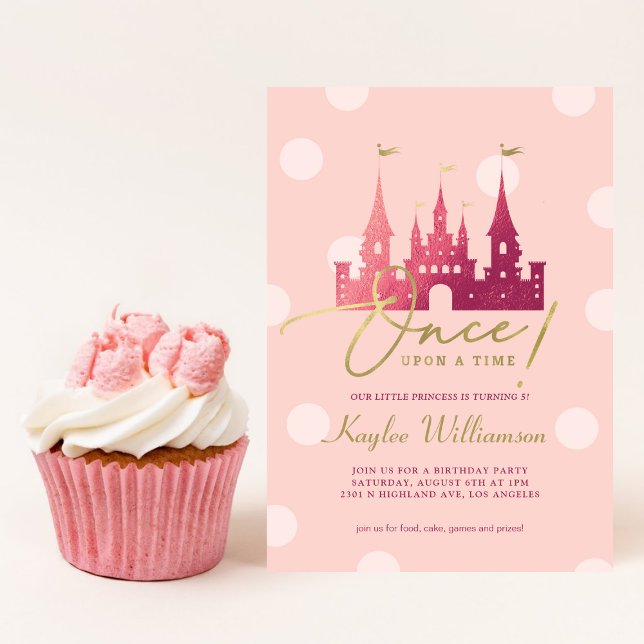 Once Upon a Time l Rose Gold Princess Castle  Invitation (Creator Uploaded)