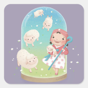 Once Upon A Time: Little Bo Peep Illustration Art Square Sticker