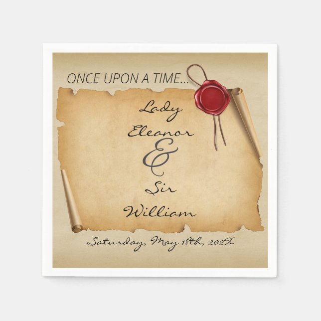 Once Upon A Time Mediaeval Aged Scroll Wax Seal Napkin (Front)