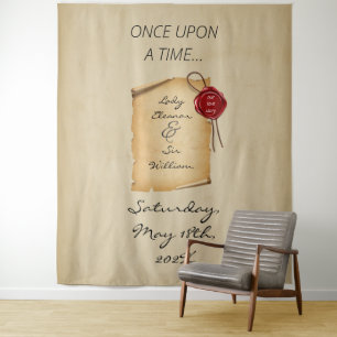 Once Upon A Time Mediaeval Scroll Photo Backdrop Tapestry